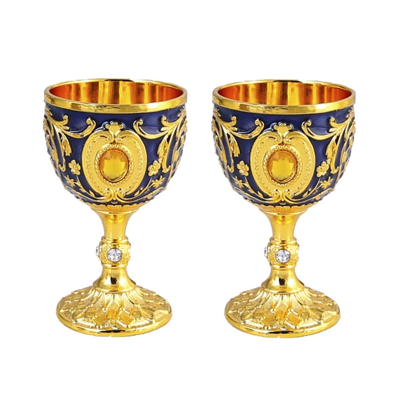Golden Goblet Wine Glass Set Small Cup for Tea Water Holy Water Decorative Drinkware|Kitchen & Dining