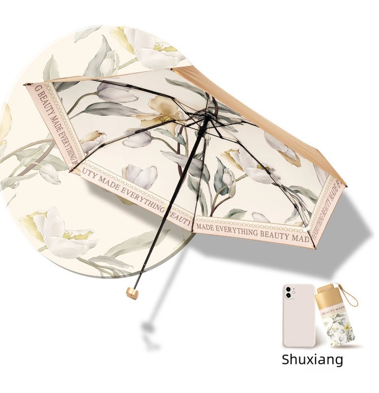 Zhiumbrella Dual-use Sun and Rain Protection Folding Umbrella Compact Portable Mini Flat Umbrella|Umbrellas & Rain Gear