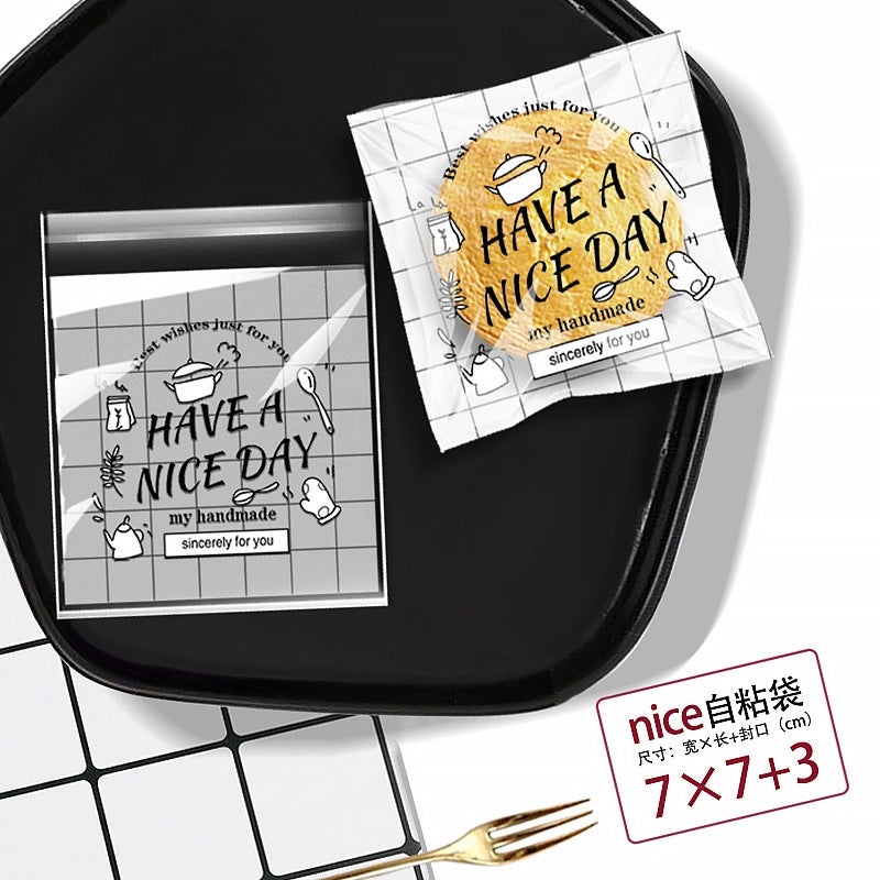 Happy Every Day Snowflake Crisp Cookie Self-adhesive Packaging Bags for Mooncake and Nougat Gifts|Packaging & Wrapping Supplies