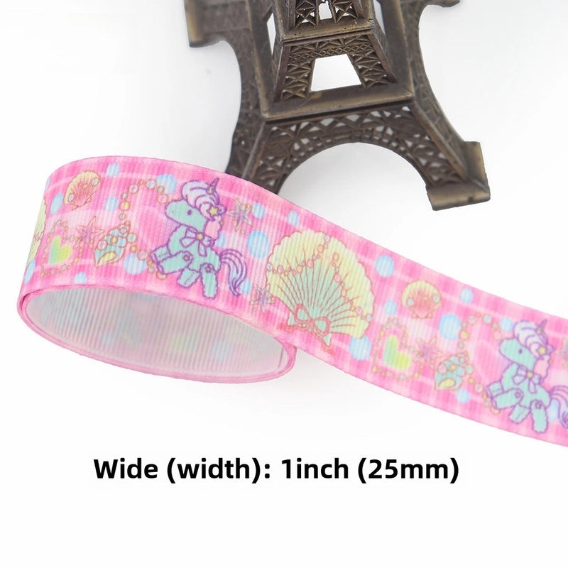 Cartoon Soft Color Thermal Transfer Printed Ribbed Ribbon DIY Handmade Bow Hair Accessory Gift Packaging|Hair Accessories