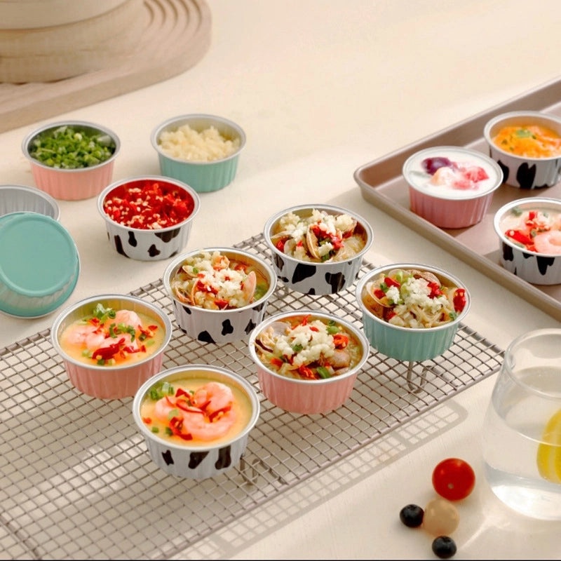 Aluminum Foil Baking Cups for Air Fryer Pudding Cake Molds Round Disposable Cake Bowls|Bakeware & Cooking Accessories