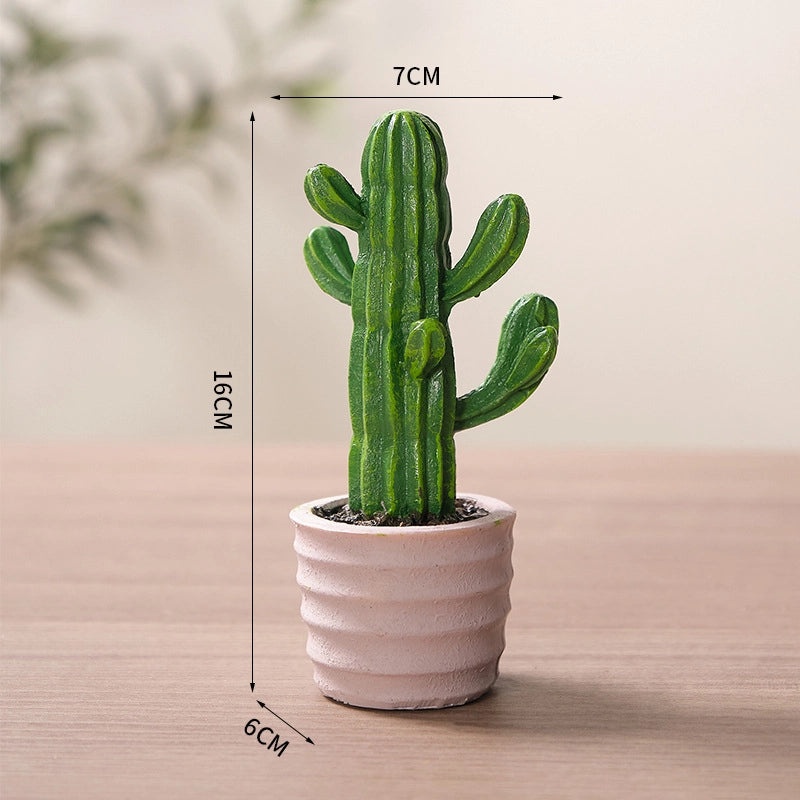 Adorable Cactus Resin Figurines for Home Decor | Artificial Plant Decorations