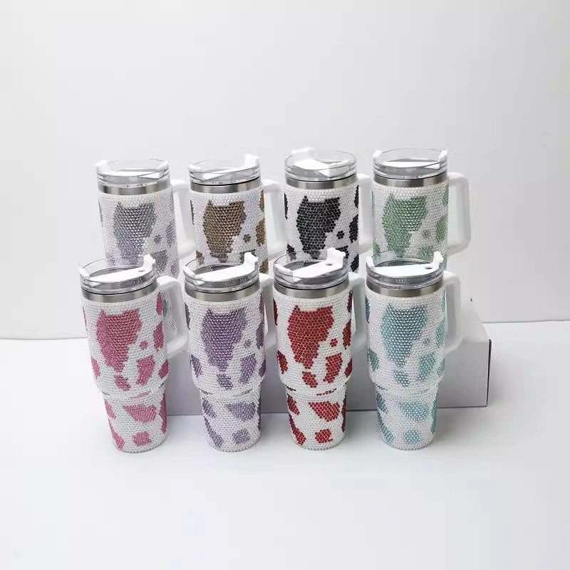 Stylish Cow Print Solid Color Stainless Steel Thermos Cup 304/201 Double Wall Insulated | Drinkware & Thermoses