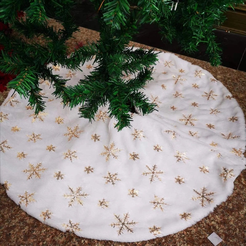 White Christmas Tree Skirt 78/90/122CM Holiday Christmas Tree Bottom Apron Blanket Festive Ornament|Christmas Tree Accessories