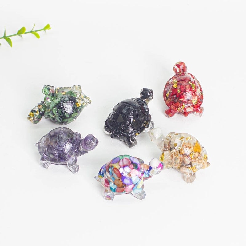 Minimalist Tortoise Figurine with Natural Crystal Accents|Home Decor
