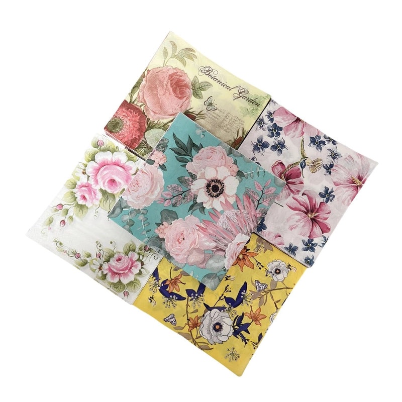 Rustic Floral Printed Wood Pulp Napkins|Home & Living > Kitchen & Dining > Paper Napkins