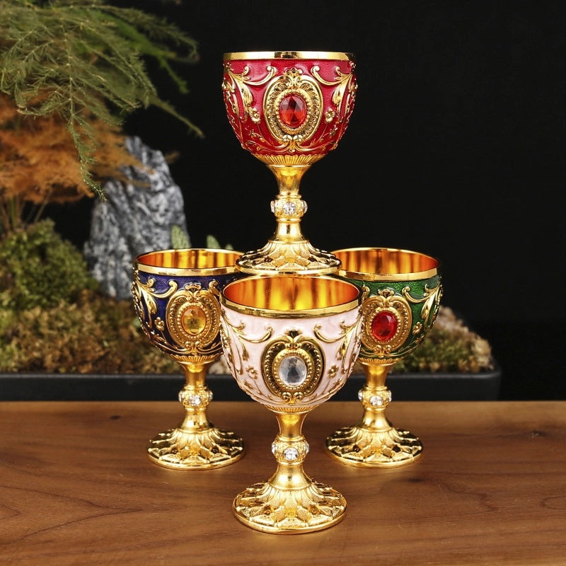 Golden Goblet Wine Glass Set Small Cup for Tea Water Holy Water Decorative Drinkware|Kitchen & Dining