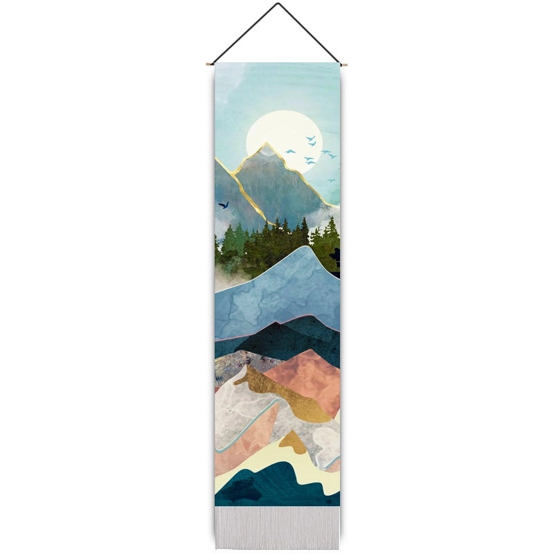 Modern IG Style Landscape Cotton Linen Blend Wall Tapestry | Home Decor Wall Art