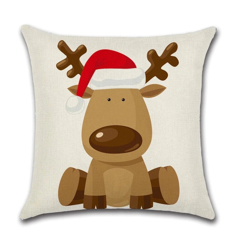 Christmas Linen Pillow Cover for Living Room Office Car Sofa Waist Cushion|Home Decor Cushions
