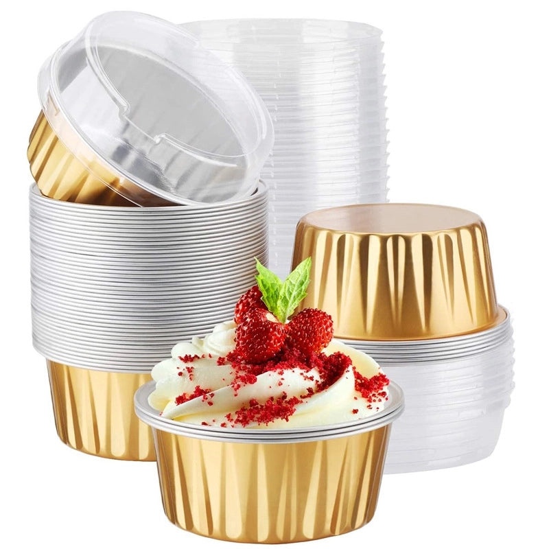 Aluminum Foil Baking Cups for Air Fryer Pudding Cake Molds Round Disposable Cake Bowls|Bakeware & Cooking Accessories