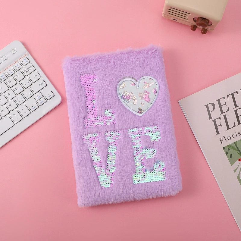 Red Heart Cat Plush Notebook Novelty Letter Design|Stationery & Notebooks