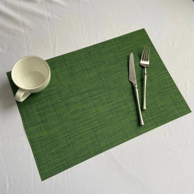 European-style Solid Color PVC Woven Insulated Western Placemat for Home & Hotel Dining|Table Linens & Placemats