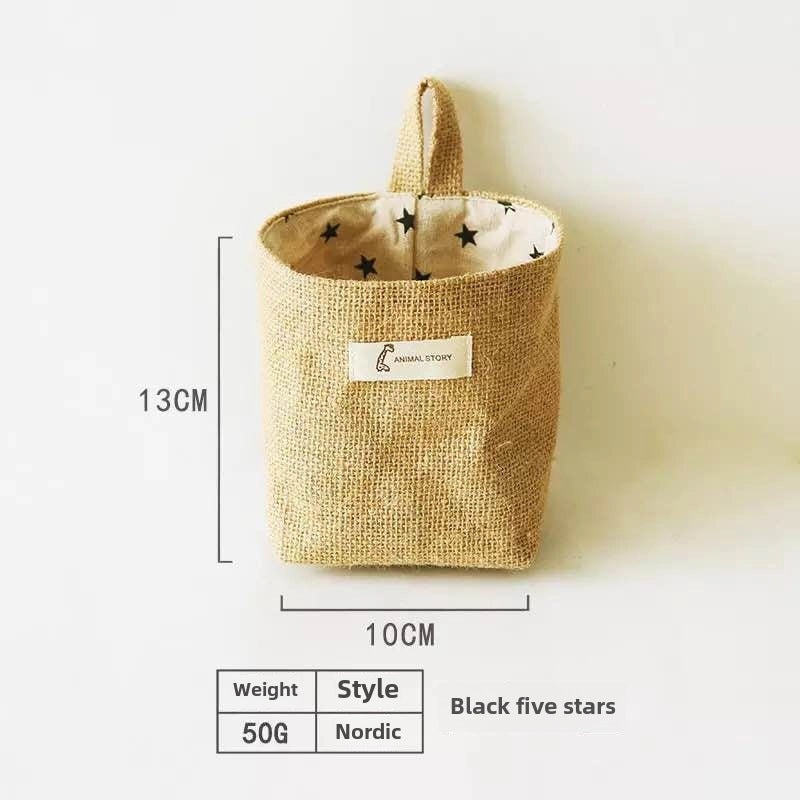 Cotton Linen Hanging Storage Bag for Door Wall Desktop Jute Organizer Sundries Bathroom Use|Home Storage & Organization