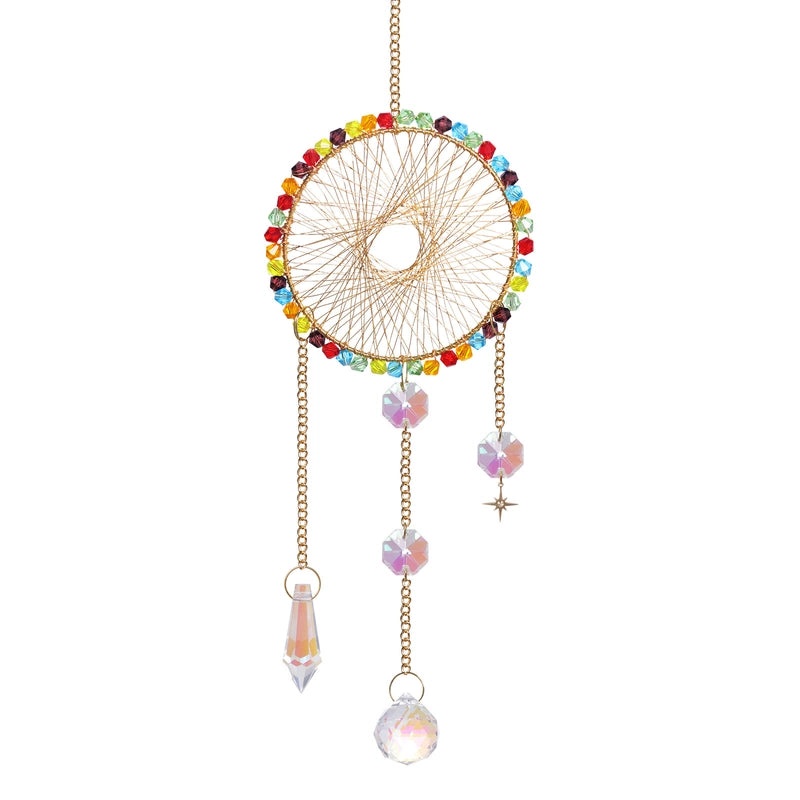 Elegant Star and Moon Crystal Suncatcher Wind Chime | Home Decor & Wall Art