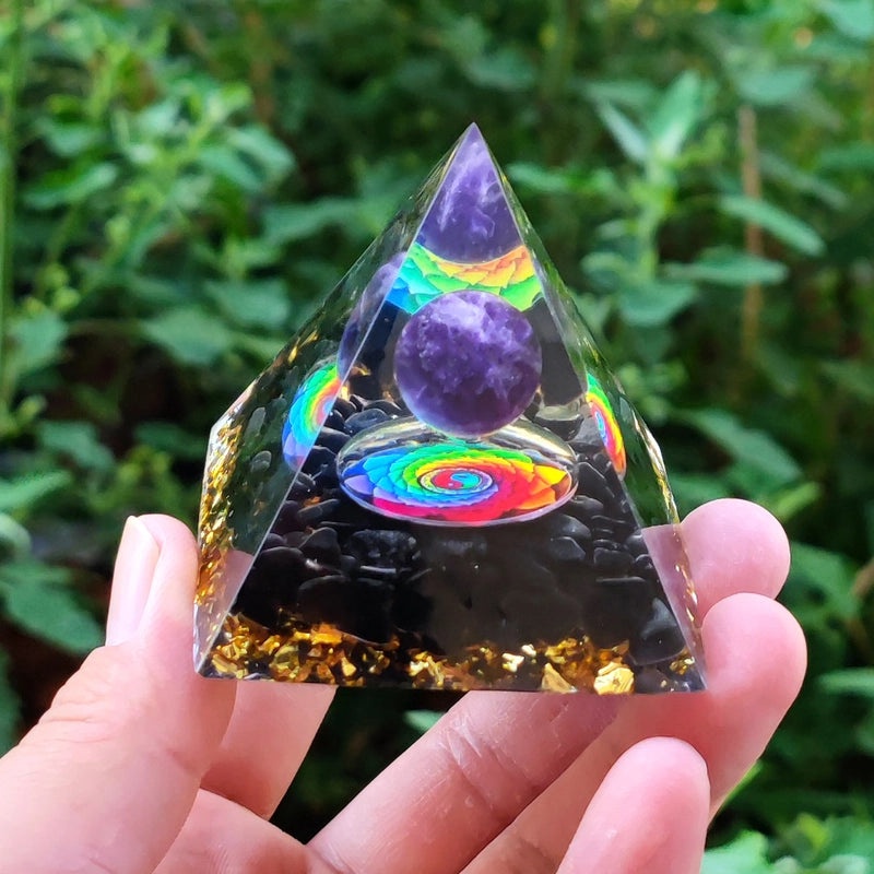 Pyramid Resin Crystal Ball with Decorative Pyramid Gravel | Home Decor & Accessories
