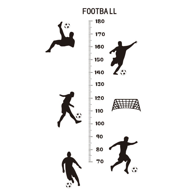 Football Player Growth Chart Wall Decals|Kids Room Wall Decor