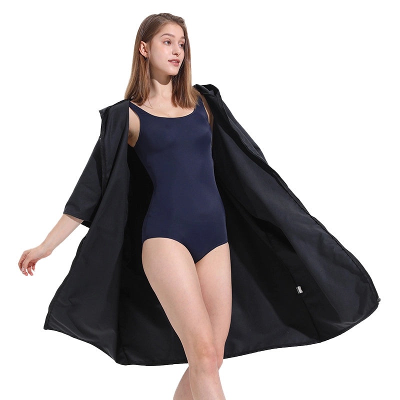 Quick-Dry Surf Diving Zipper Poncho Absorbent Swimming Changing Robe Bath Towel | Beachwear & Swim Accessories