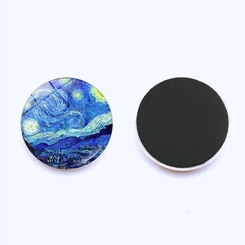 Van Gogh Starry Night Crystal Glass Refrigerator Magnets 25mm Creative Home Decor Stickers|Home & Kitchen Accessories