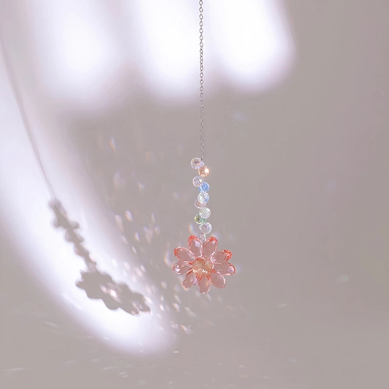 Nordic Minimalist Crystal Flower Glass Suncatcher Wind Chime Wall Decor|Home Decor