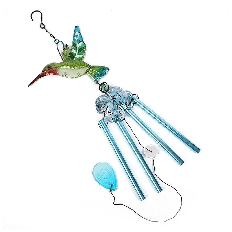 Bird Design Glass and Iron Wall Hanging Wind Chime | Home Decor & Garden Ornaments