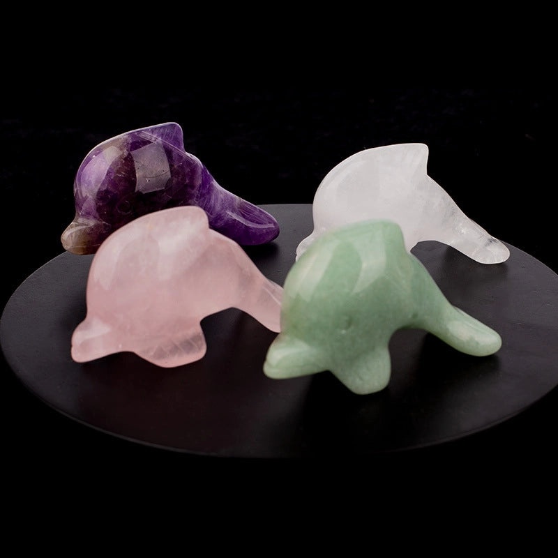 Elegant Dolphin Crystal Obsidian Sculpture Minimalist Home Decor | Home Decoration Ornaments