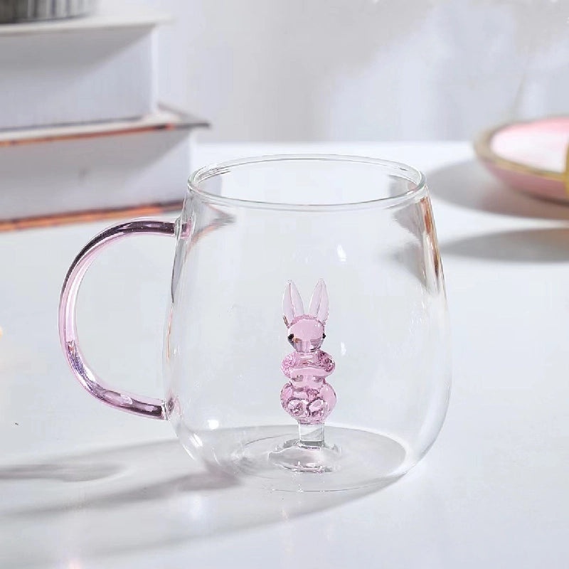 3D Animal Shape Glass Cup with Colorful Handle|Kitchen & Dining