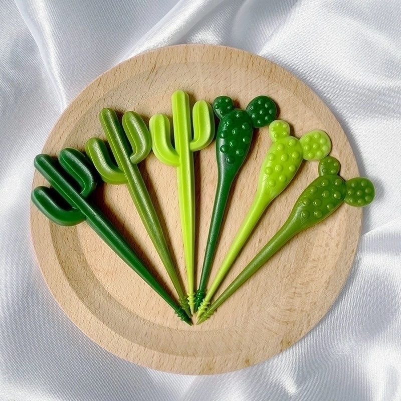 Adorable Cactus Design Plastic Fruit Fork Set | Kitchen & Dining Accessories