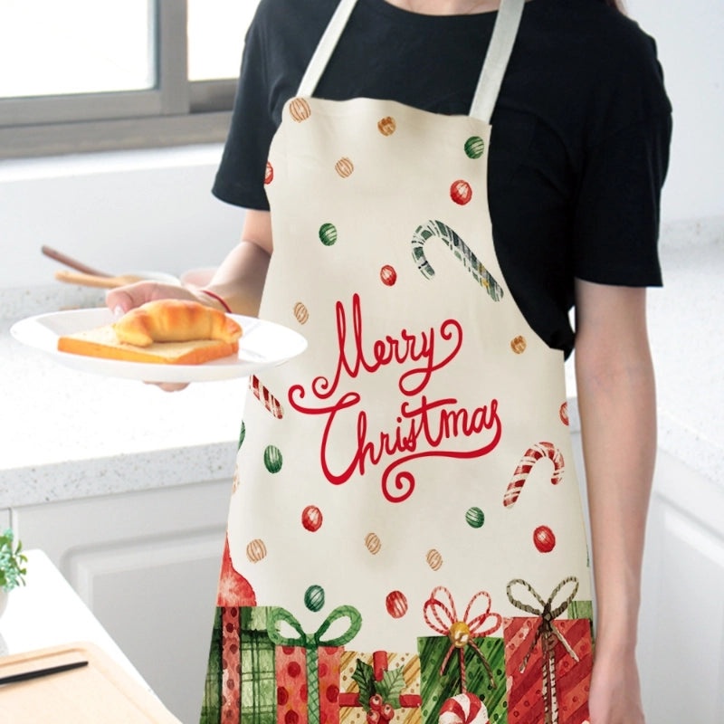 Holiday Themed Synthetic Fiber Apron with Text Design 1 Piece|Kitchen & Dining Accessories
