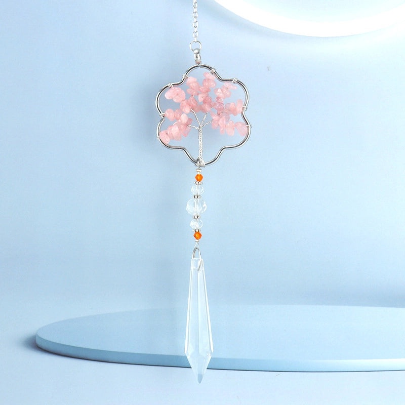 Geometric Alloy Pendant with Natural Stone Crystal | Jewelry & Accessories