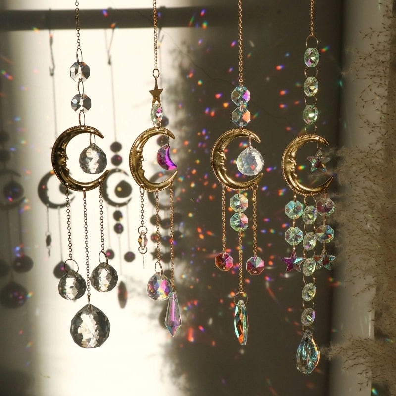 Elegant Moon and Water Droplets Crystal Pendant | Women's Jewelry Accessories