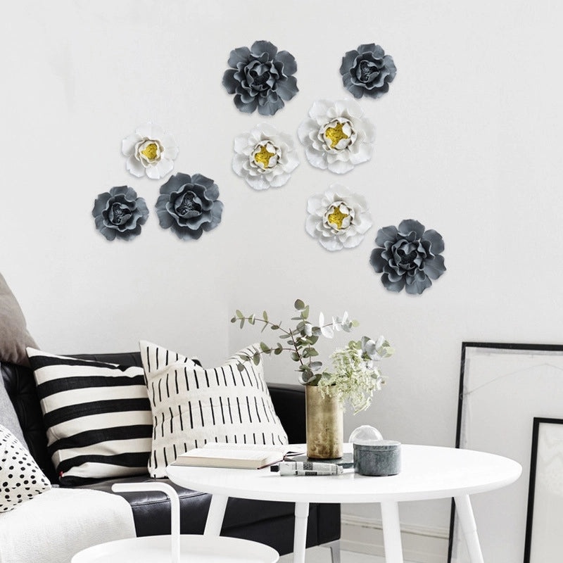 3D Ceramic Flower Wall Pendant for Living Room Bedroom TV Background | Home Decor Wall Art
