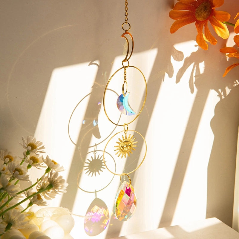 Star Moon Alloy Crystal Suncatcher Wind Chime Minimalist Wall Decor|Home Decor