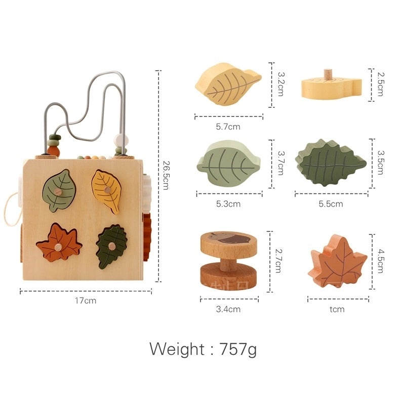 Children's Wooden Round Bead Shape Five-in-One Educational Busy Box Toy for Cognitive Development|Educational Toys