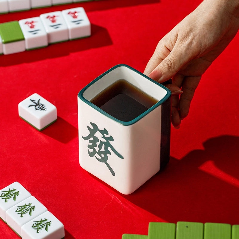 Chinoiserie Porcelain Mahjong Water Bottle Single Piece|Home & Kitchen Accessories