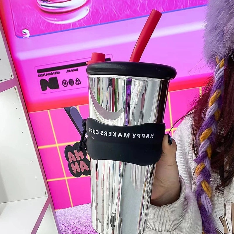 Stylish High Borosilicate Glass Water Bottle with Letter Design | Drinkware & Bottles