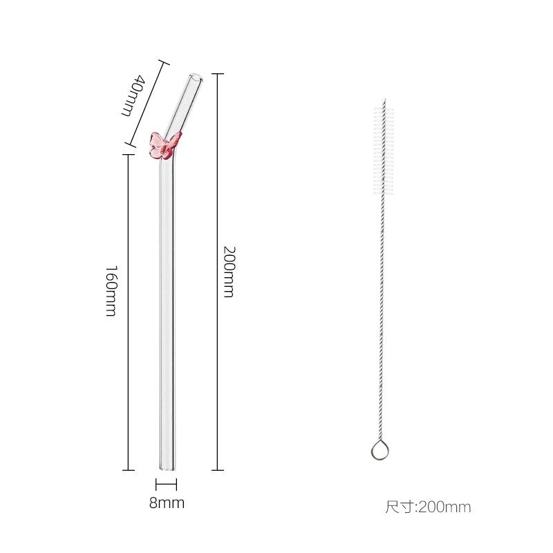 Glass Flower Butterfly Straw, 1 Piece|Drinkware & Straws