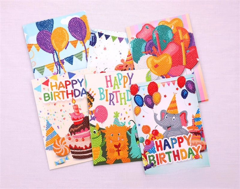 Handmade DIY Diamond Painting Birthday Balloon Greeting Card | Handmade Greeting Cards