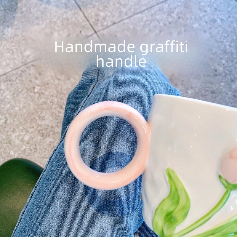 Elegant Tulip Ceramic Mug High-Quality Tea Cup Office Water Cup Perfect Gift for Events|Home & Kitchen > Drinkware > Mugs