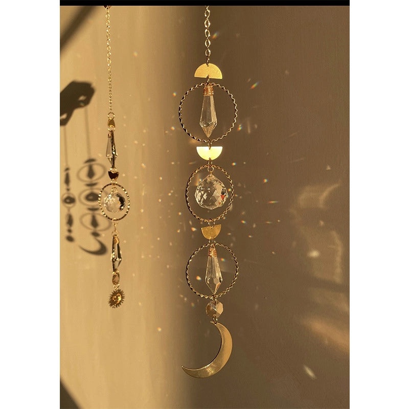 Elegant Sun Moon Crystal Suncatcher Wind Chime | Home Decor & Wall Art