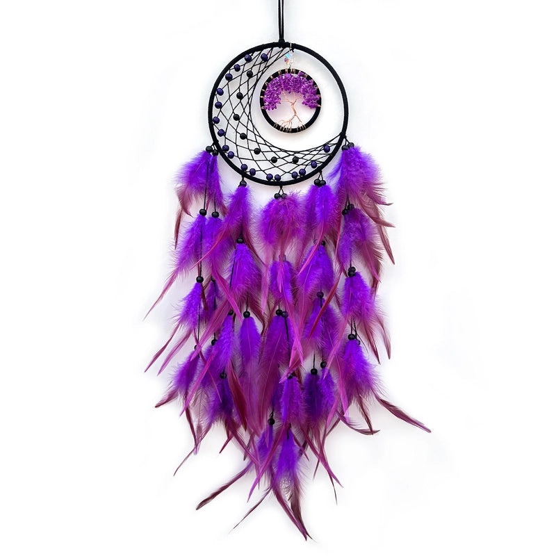 Handmade Dream Catcher Wall Hanging Feather Mesh Decoration Nordic Style Tree of Life Craft | Home Decor
