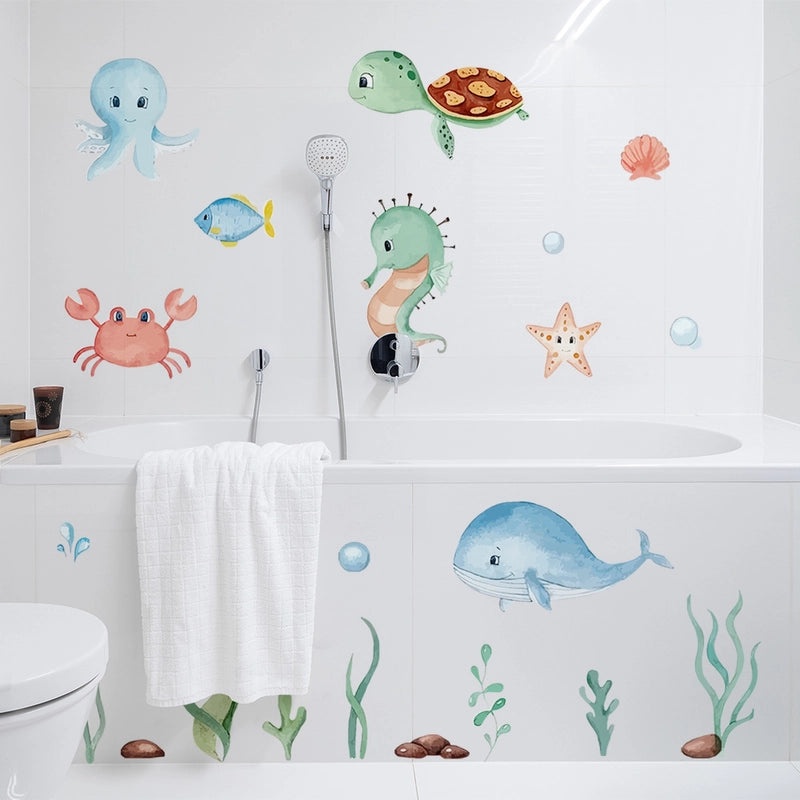 Tortoise Starfish and Seahorse PVC Wall Decals for Casual Beach Decor|Home Decor Wall Stickers