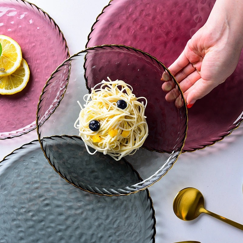 Golden Edge Nordic Style Glass Fruit and Dinner Plate Set | Dinnerware
