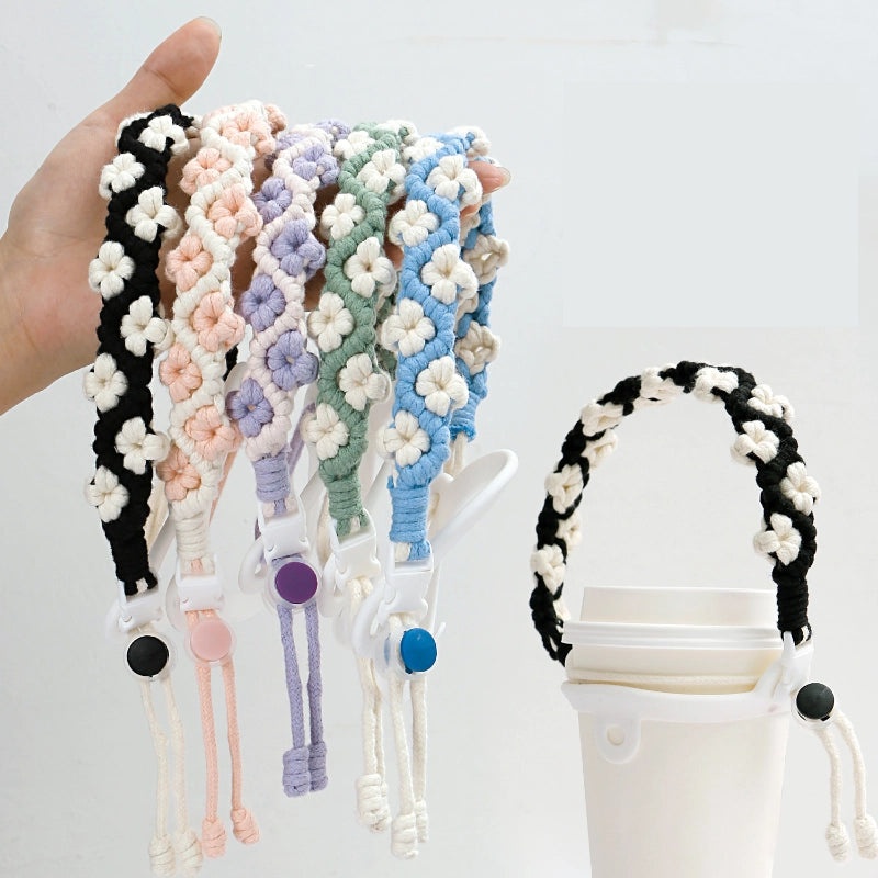 Floral Cotton Rope Water Bottle Holder Lanyard | Drinkware Accessories