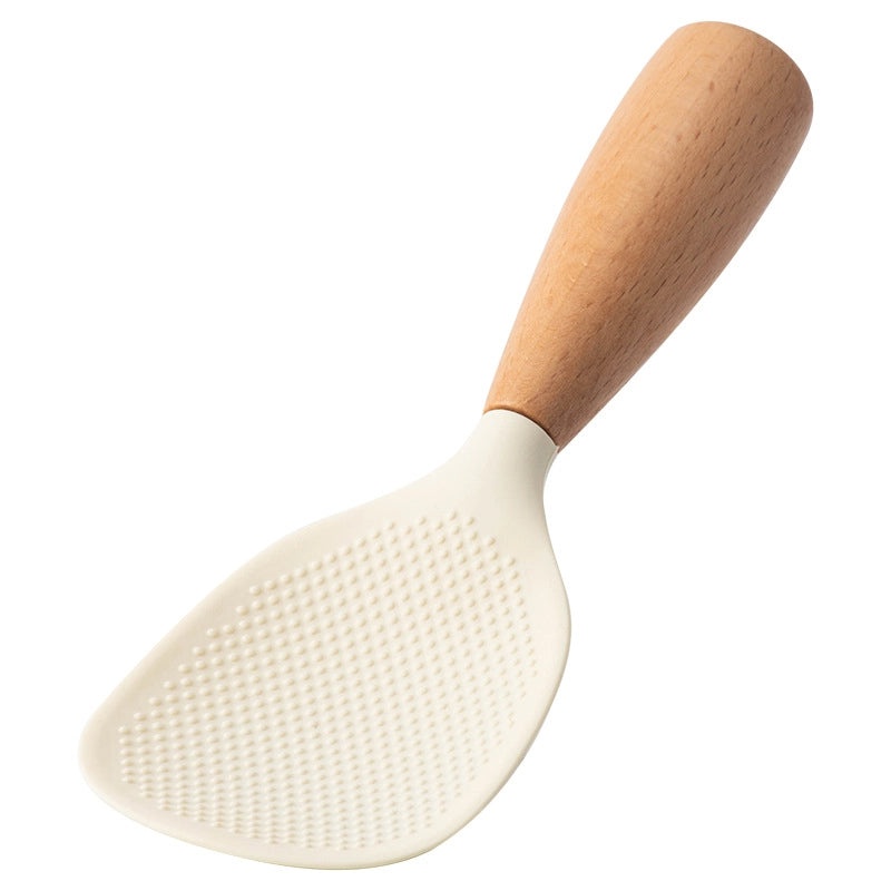 Heat-resistant Silicone Rice Spoon with Non-slip Wooden Handle | Kitchen Utensils & Gadgets