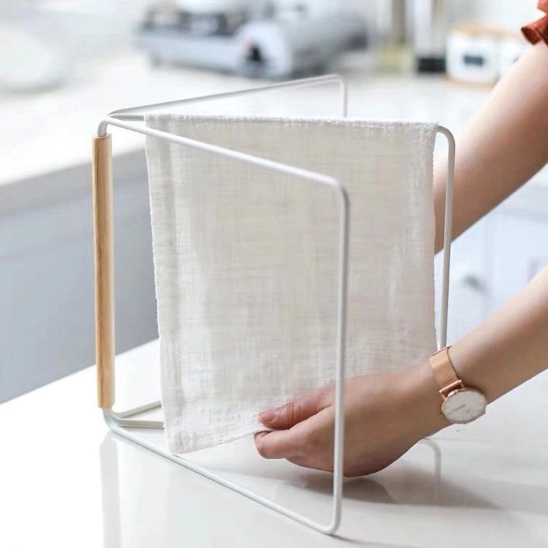 Japanese Style Foldable Vertical Kitchen Towel Rack Countertop Drying Storage Hanger|Kitchen Storage & Organization
