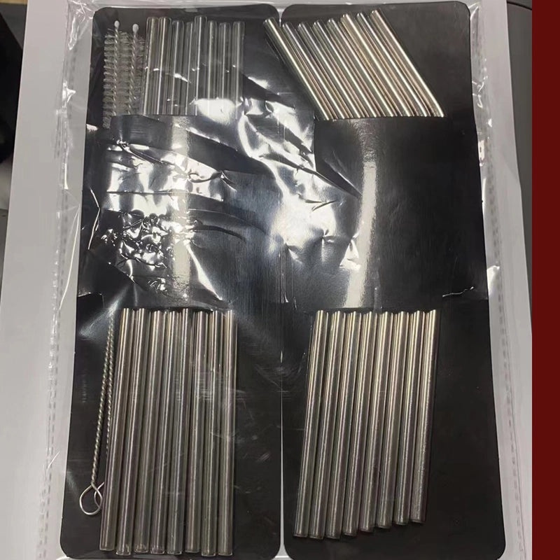 Stainless Steel Reusable Straw Set with Colorful Paper Card, Straight and Curved for Coffee, Milk Tea, Beverage | Drinkware & Bar Accessories