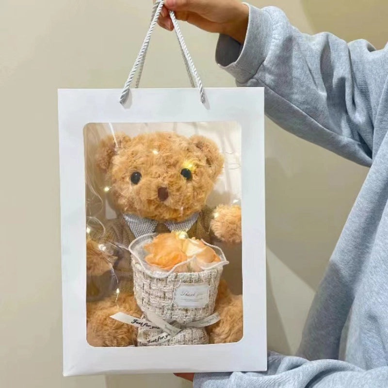 Soap Flower Bear Gift Box Romantic 520 Valentine's Day Birthday Present Adorable Teddy Bear Doll|Gifts & Accessories