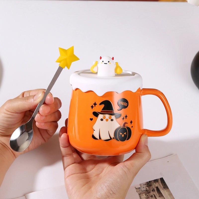 Creative Cute Ceramic Coffee Mug with Cartoon Ghost Design for Office and Home Halloween Gift|Home & Kitchen > Drinkware > Coffee Cups & Mugs