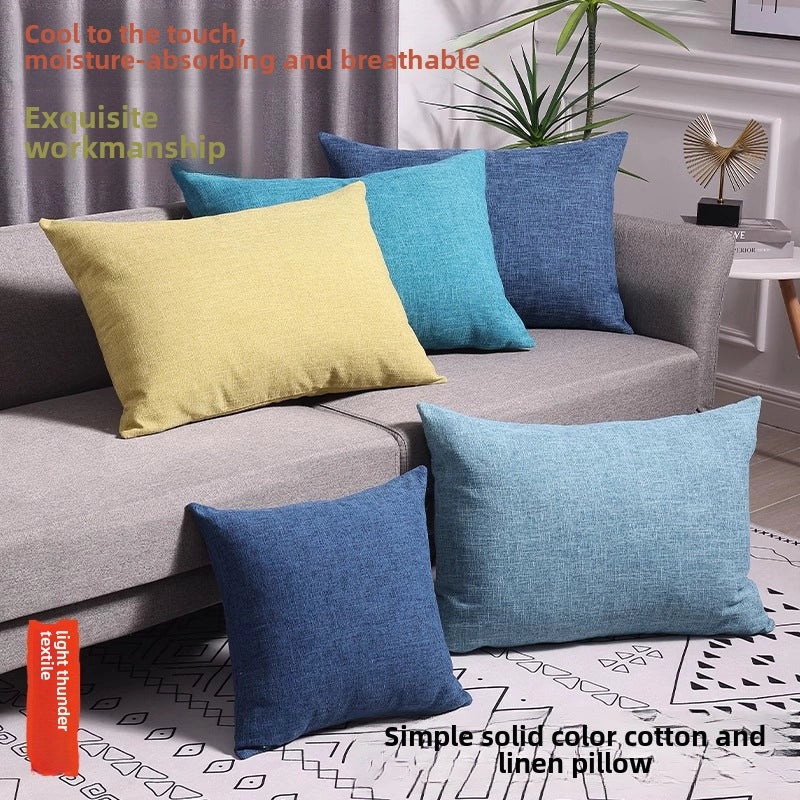 Solid Color Cotton Linen Sofa Cushion Cover Large Back Pillowcase for Living Room Bedside | Home Decor Cushions