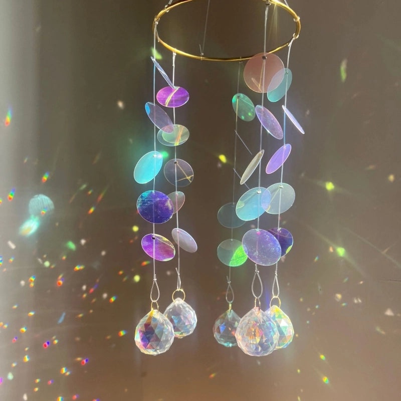 Geometric Crystal Suncatcher Wind Chime Minimalist Wall Decor|Home Decor & Wall Art